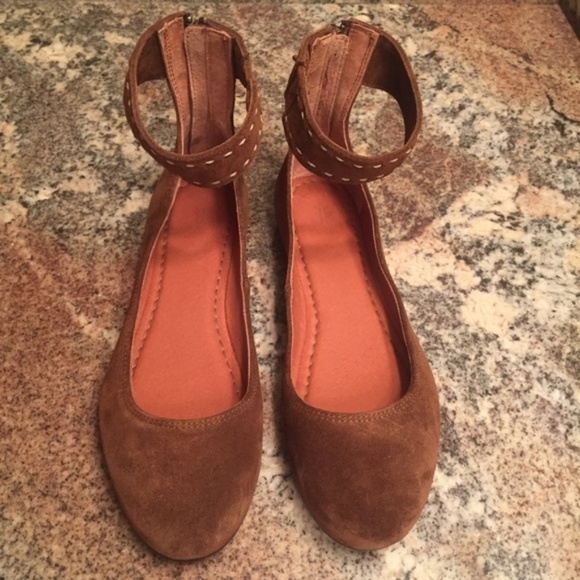 Frye Carson Ankle Strap Suede Ballet Flats - Picture 3 of 5